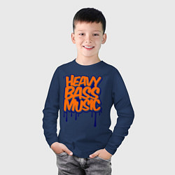 Лонгслив хлопковый детский Heavy bass music, цвет: тёмно-синий — фото 2