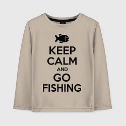 Лонгслив хлопковый детский Keep Calm & Go fishing, цвет: миндальный