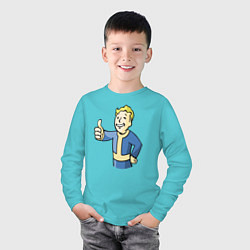 Лонгслив хлопковый детский Fallout vault boy, цвет: бирюзовый — фото 2