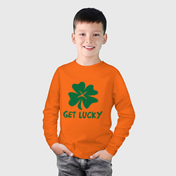 Лонгслив хлопковый детский Get lucky, цвет: оранжевый — фото 2