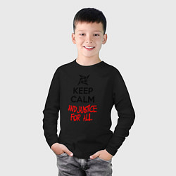Лонгслив хлопковый детский Keep Calm & Justice For All, цвет: черный — фото 2