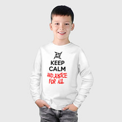 Лонгслив хлопковый детский Keep Calm & Justice For All, цвет: белый — фото 2