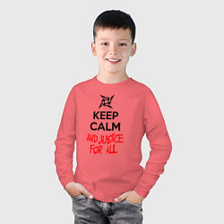 Лонгслив хлопковый детский Keep Calm & Justice For All, цвет: коралловый — фото 2