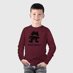Лонгслив хлопковый детский Monstercat, цвет: меланж-бордовый — фото 2