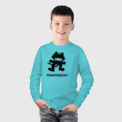 Лонгслив хлопковый детский Monstercat, цвет: бирюзовый — фото 2