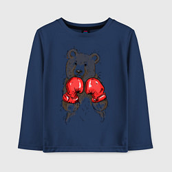 Лонгслив хлопковый детский Bear Boxing, цвет: тёмно-синий