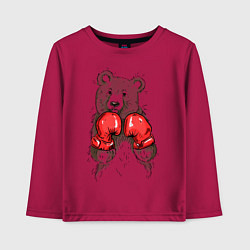 Лонгслив хлопковый детский Bear Boxing, цвет: маджента