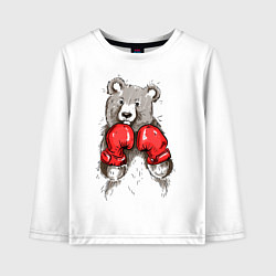Лонгслив хлопковый детский Bear Boxing, цвет: белый