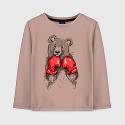 Лонгслив хлопковый детский Bear Boxing, цвет: пыльно-розовый