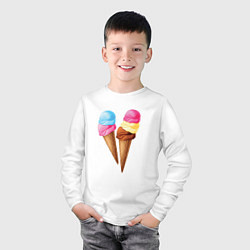 Лонгслив хлопковый детский Мороженое, цвет: белый — фото 2