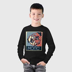 Лонгслив хлопковый детский Мопс, цвет: черный — фото 2