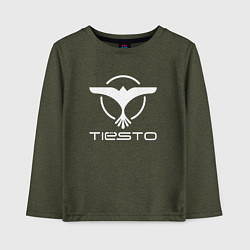 Лонгслив хлопковый детский Tiesto, цвет: меланж-хаки