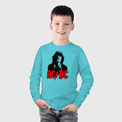 Лонгслив хлопковый детский AC/DC Madness, цвет: бирюзовый — фото 2