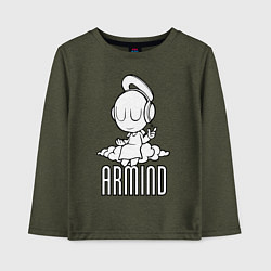 Лонгслив хлопковый детский Armind, цвет: меланж-хаки