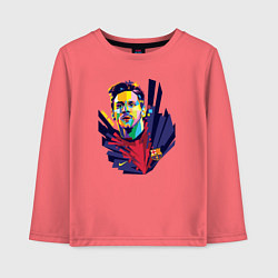 Лонгслив хлопковый детский Messi Art, цвет: коралловый