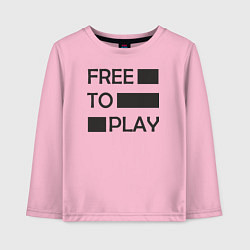 Лонгслив хлопковый детский Free to play, цвет: светло-розовый