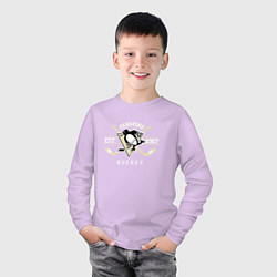 Лонгслив хлопковый детский Pittsburgh Penguins: Est.1967, цвет: лаванда — фото 2