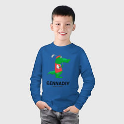 Лонгслив хлопковый детский Gennadiy Импортозамещение, цвет: синий — фото 2