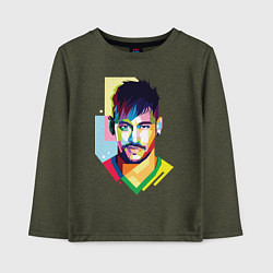 Лонгслив хлопковый детский Neymar: fun-art, цвет: меланж-хаки