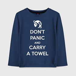 Лонгслив хлопковый детский Dont panic & Carry a Towel, цвет: тёмно-синий