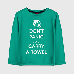 Лонгслив хлопковый детский Dont panic & Carry a Towel, цвет: зеленый
