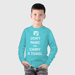 Лонгслив хлопковый детский Dont panic & Carry a Towel, цвет: бирюзовый — фото 2