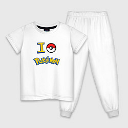 Пижама хлопковая детская Покемон I love pokemon, цвет: белый