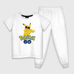Пижама хлопковая детская Pokemon GO, цвет: белый