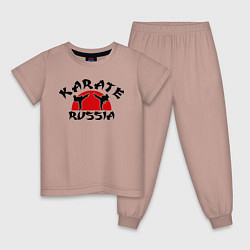 Пижама хлопковая детская Karate Russia цвета пыльно-розовый — фото 1