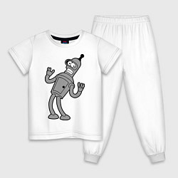 Пижама хлопковая детская Bender Error, цвет: белый
