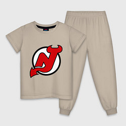 Пижама хлопковая детская New Jersey Devils, цвет: миндальный