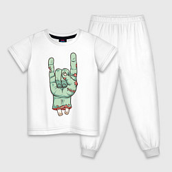 Пижама хлопковая детская Zombie Rock Hand, цвет: белый