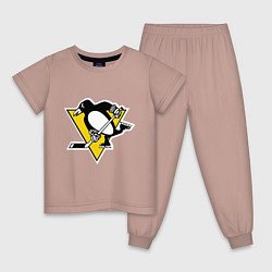 Пижама хлопковая детская Pittsburgh Penguins: Malkin 71, цвет: пыльно-розовый