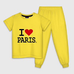Пижама хлопковая детская I love Paris, цвет: желтый
