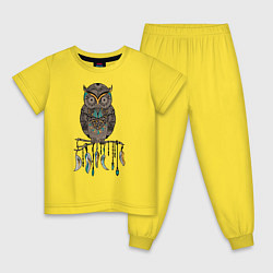 Пижама хлопковая детская Сова-шаман, цвет: желтый