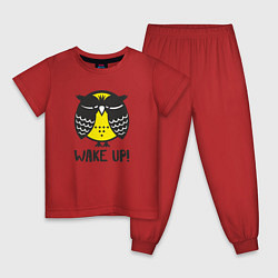 Пижама хлопковая детская Owl: Wake up!, цвет: красный