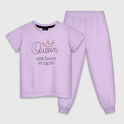 Пижама хлопковая детская Королевы рождаются в апреле, цвет: лаванда