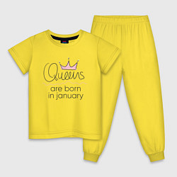 Пижама хлопковая детская Королевы рождаются в январе, цвет: желтый