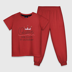 Пижама хлопковая детская Королевы рождаются в октябре, цвет: красный