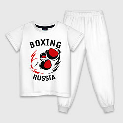 Пижама хлопковая детская Boxing Russia Forever, цвет: белый