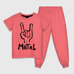 Пижама хлопковая детская Metal, цвет: коралловый