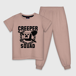 Пижама хлопковая детская Creeper Squad, цвет: пыльно-розовый