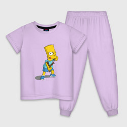 Пижама хлопковая детская Bad Bart, цвет: лаванда