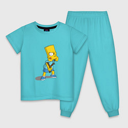 Пижама хлопковая детская Bad Bart, цвет: бирюзовый
