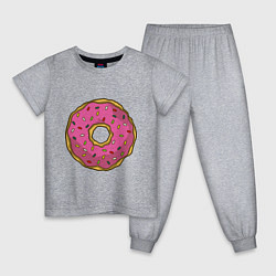 Пижама хлопковая детская Сладкий пончик, цвет: меланж