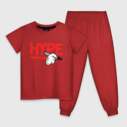 Пижама хлопковая детская Hype Hands, цвет: красный