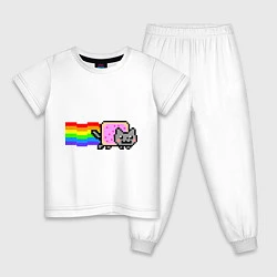 Пижама хлопковая детская Nyan Cat, цвет: белый