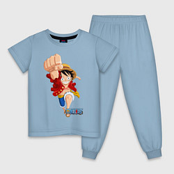 Пижама хлопковая детская Ван-Пис, цвет: мягкое небо