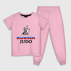 Пижама хлопковая детская Russia judo, цвет: светло-розовый