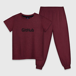 Пижама хлопковая детская GitHubWhite цвета меланж-бордовый — фото 1